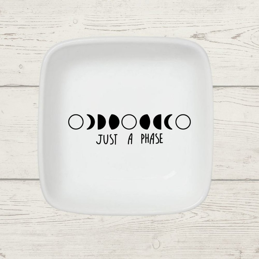 Just a Phase Moon Phases White Porcelain Ring Dish